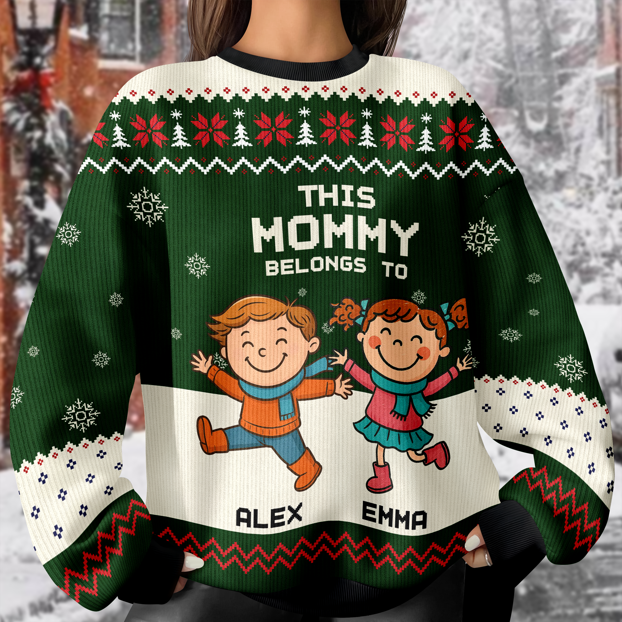 Personalized This Mommy Belongs To Ugly Sweater - Custom Family Christmas Sweater