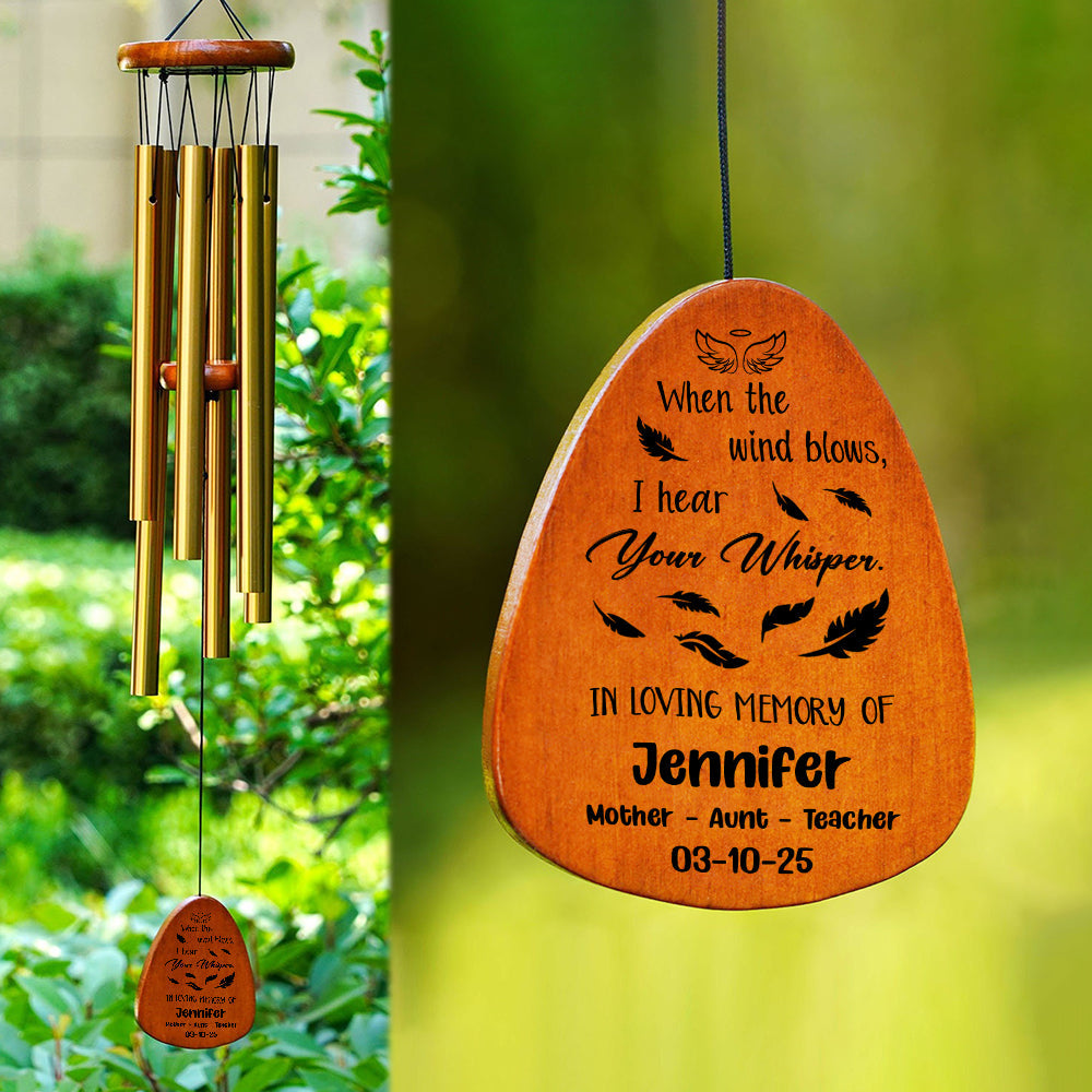 Custom Pet Memorial Wind Chimes - When The Wind Blows I Hear Your Whisper