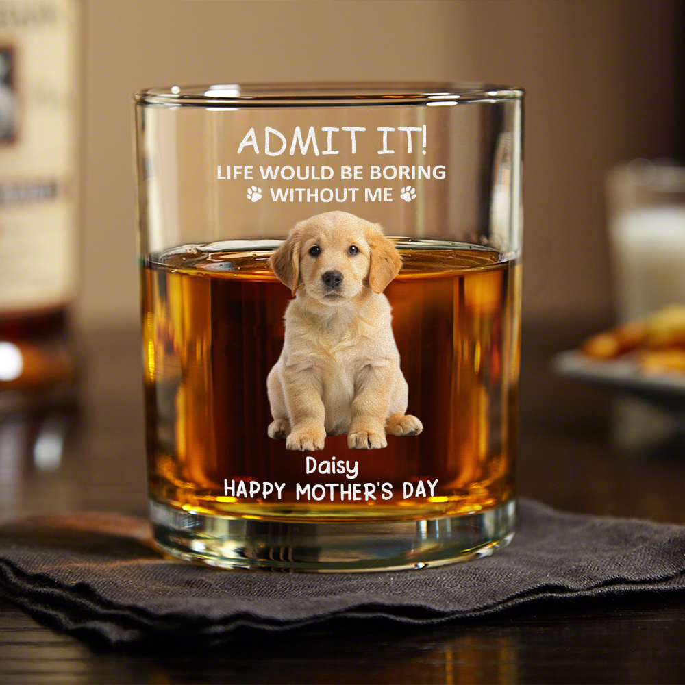 Custom Photo Life Would Be Boring Without Me - Dog Cat Print Rock Glass Secondary image