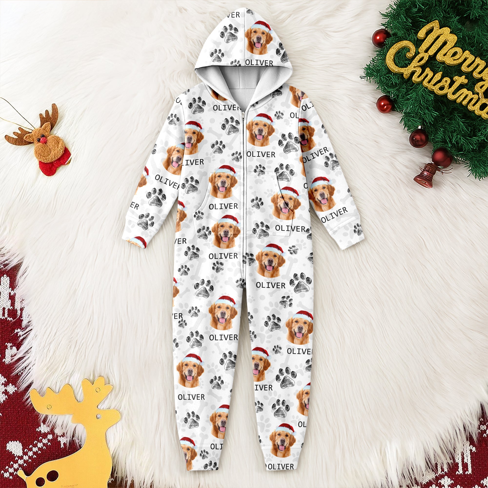 Custom Photo With Dog Cat Paw - Onesie Pajamas For Dog Lovers Main image