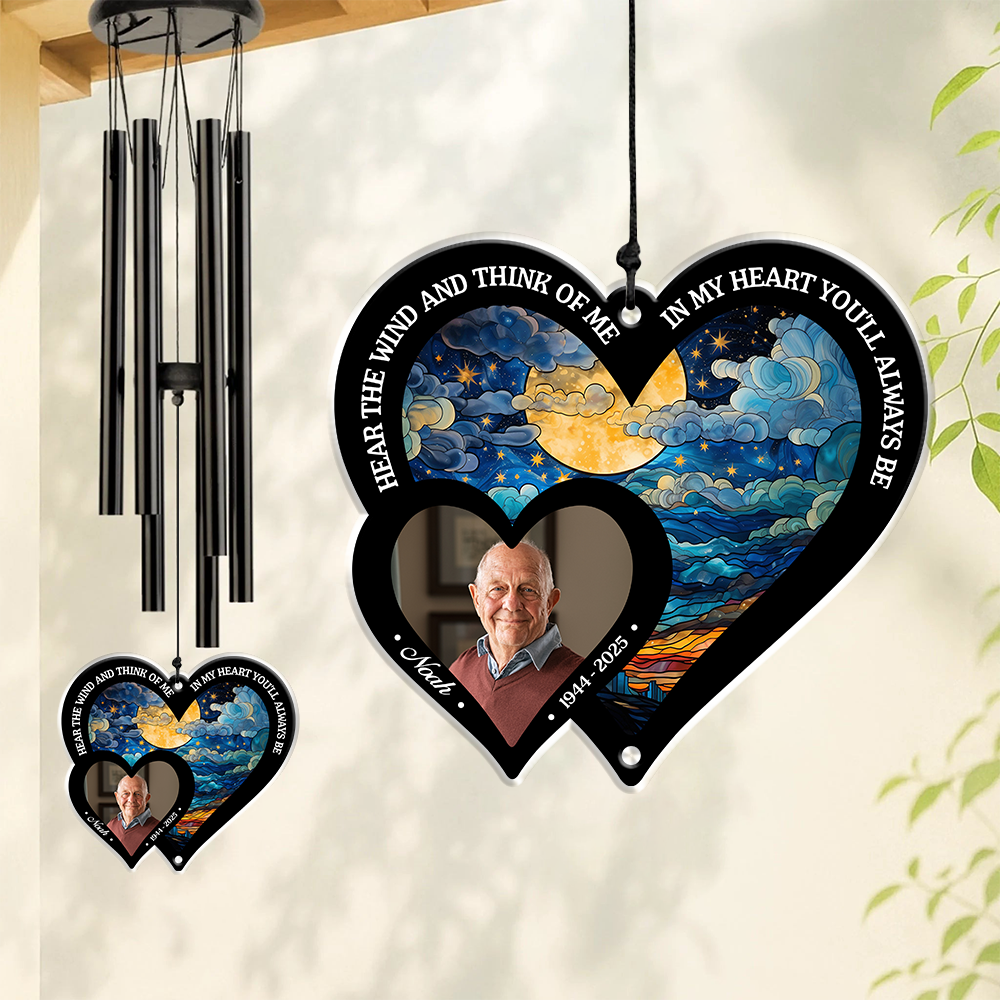 Custom Photo Memorial Wind Chimes - Hear The Wind And Think Of Me Main image