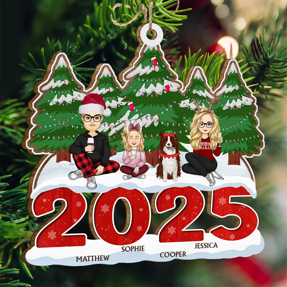 2025 Christmas Family A Whole Lot Of Love - Personalized Wooden Cutout Ornament Main image