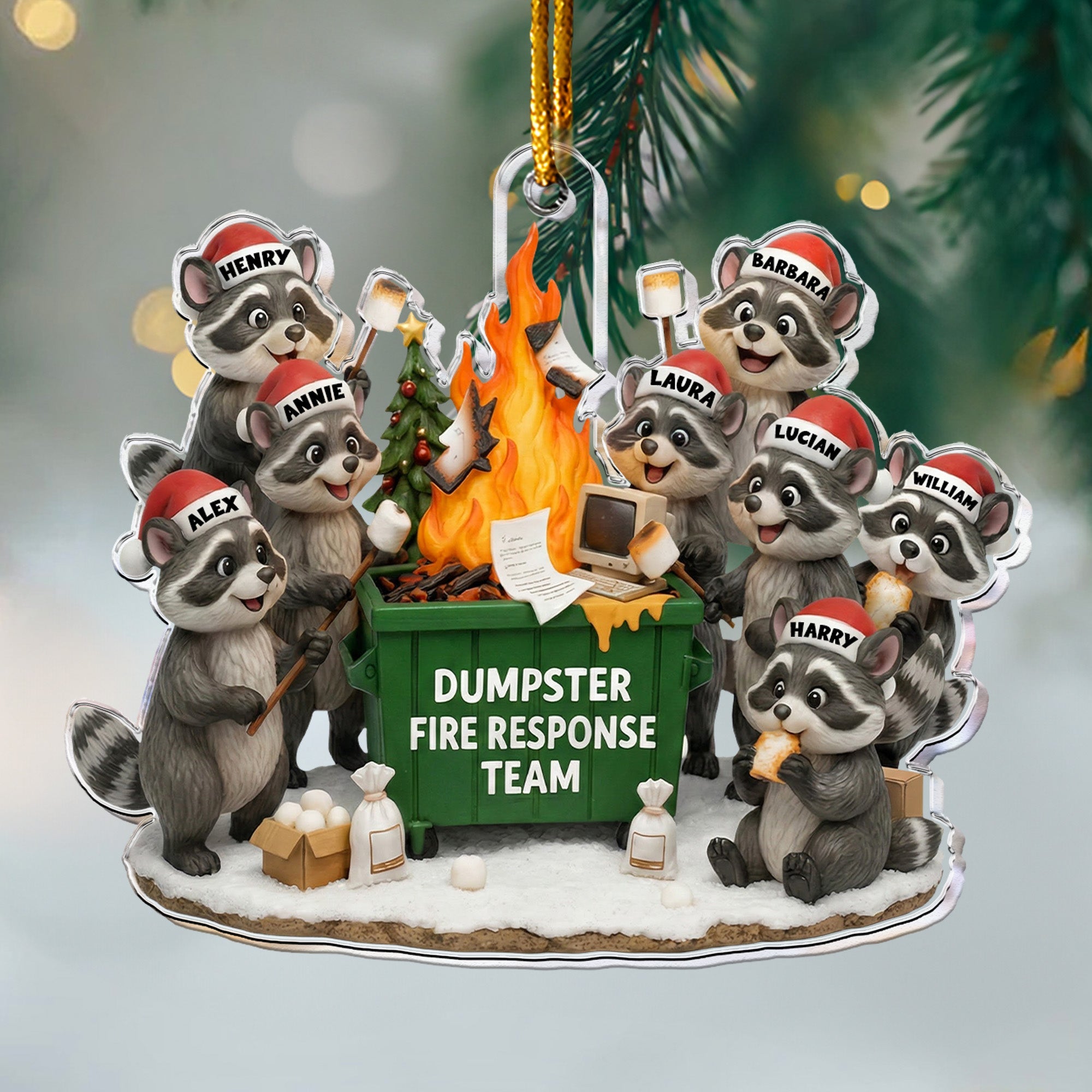 2025 Dumpster On Fire Response Team - Funny Coworker Gift - Personalized Acrylic Ornament Main image