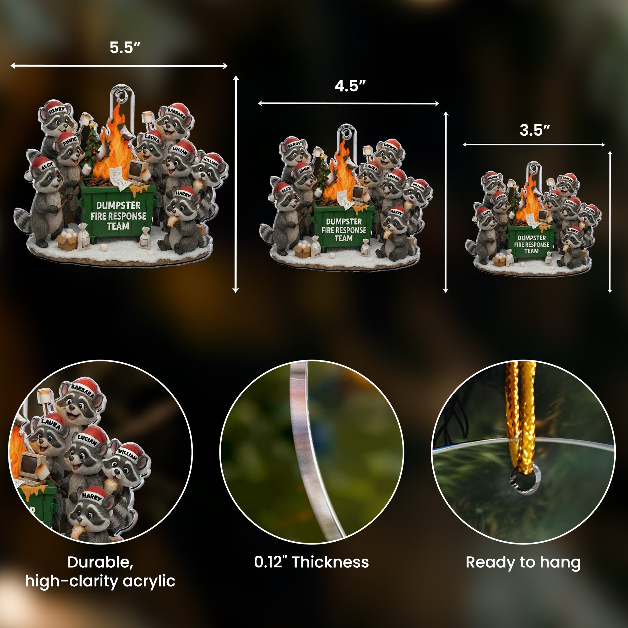 2025 Dumpster On Fire Response Team - Funny Coworker Gift - Personalized Acrylic Ornament