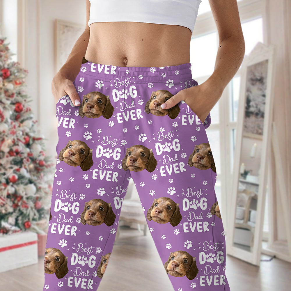 Custom Face Cute Best Dad Ever - Sweatpants For Father's Day Gift