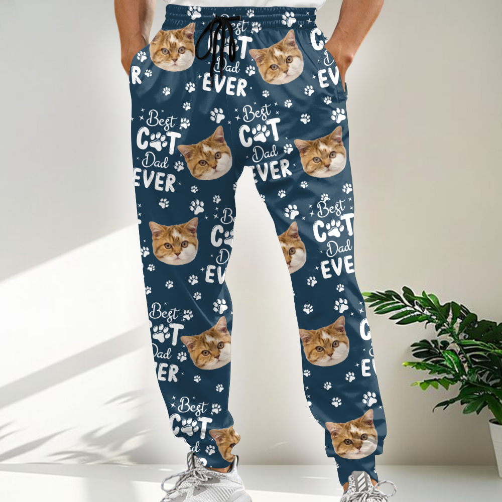 Custom Face Cute Best Dad Ever - Sweatpants For Father's Day Gift