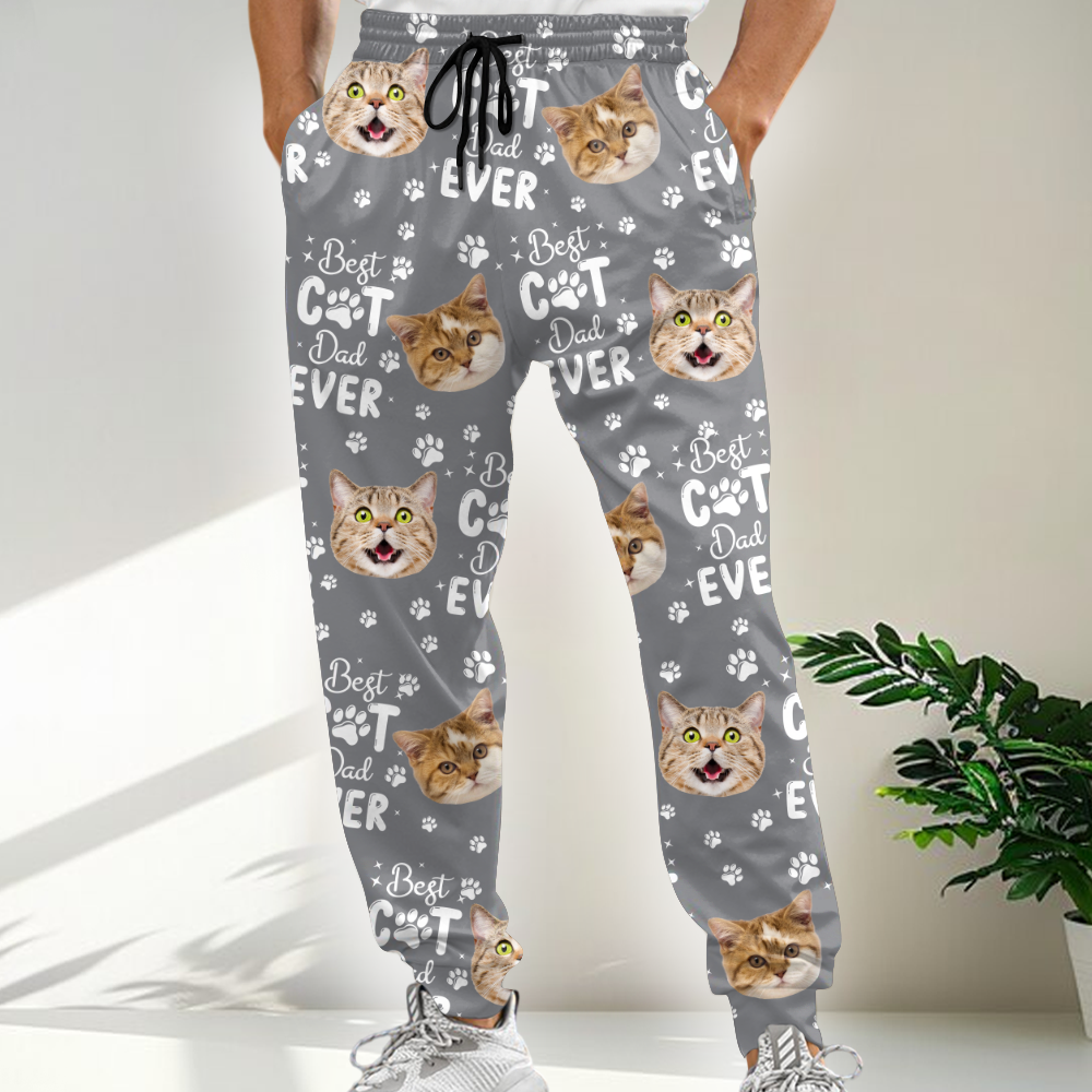 Custom Face Cute Best Dad Ever - Sweatpants For Father's Day Gift