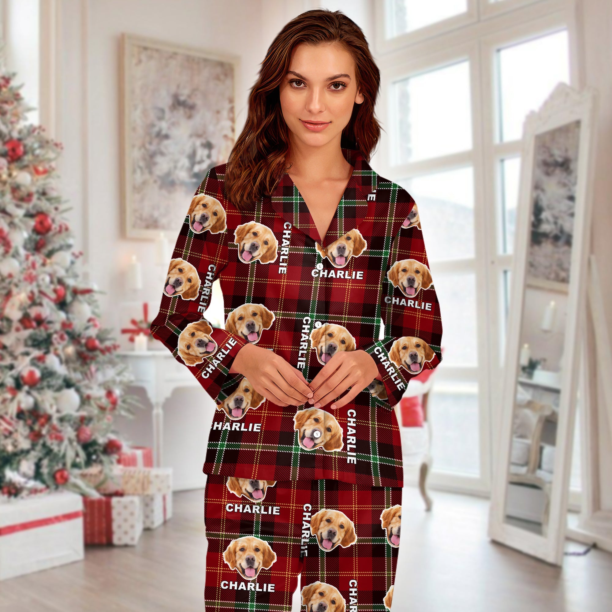 Custom Pet Photo Flannel Style - Personalized Pajamas For Dog Cat Lovers