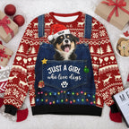 Custom Photo Just A Girl Who Loves Dogs Cats - Ugly Sweater