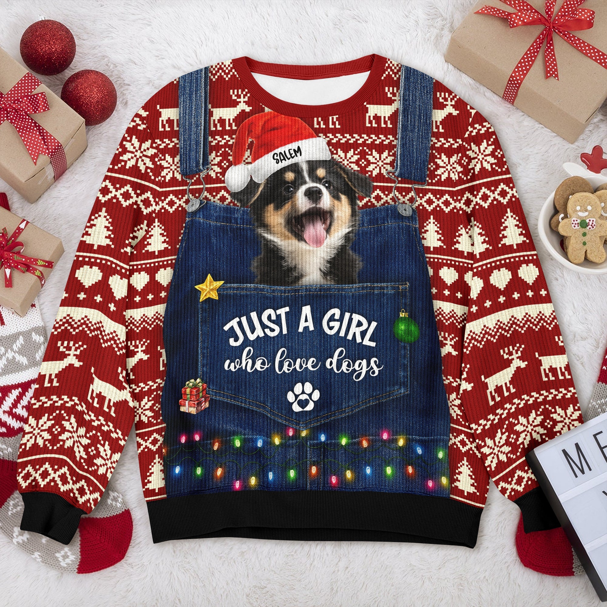 Custom Photo Just A Girl Who Loves Dogs Cats - Ugly Sweater