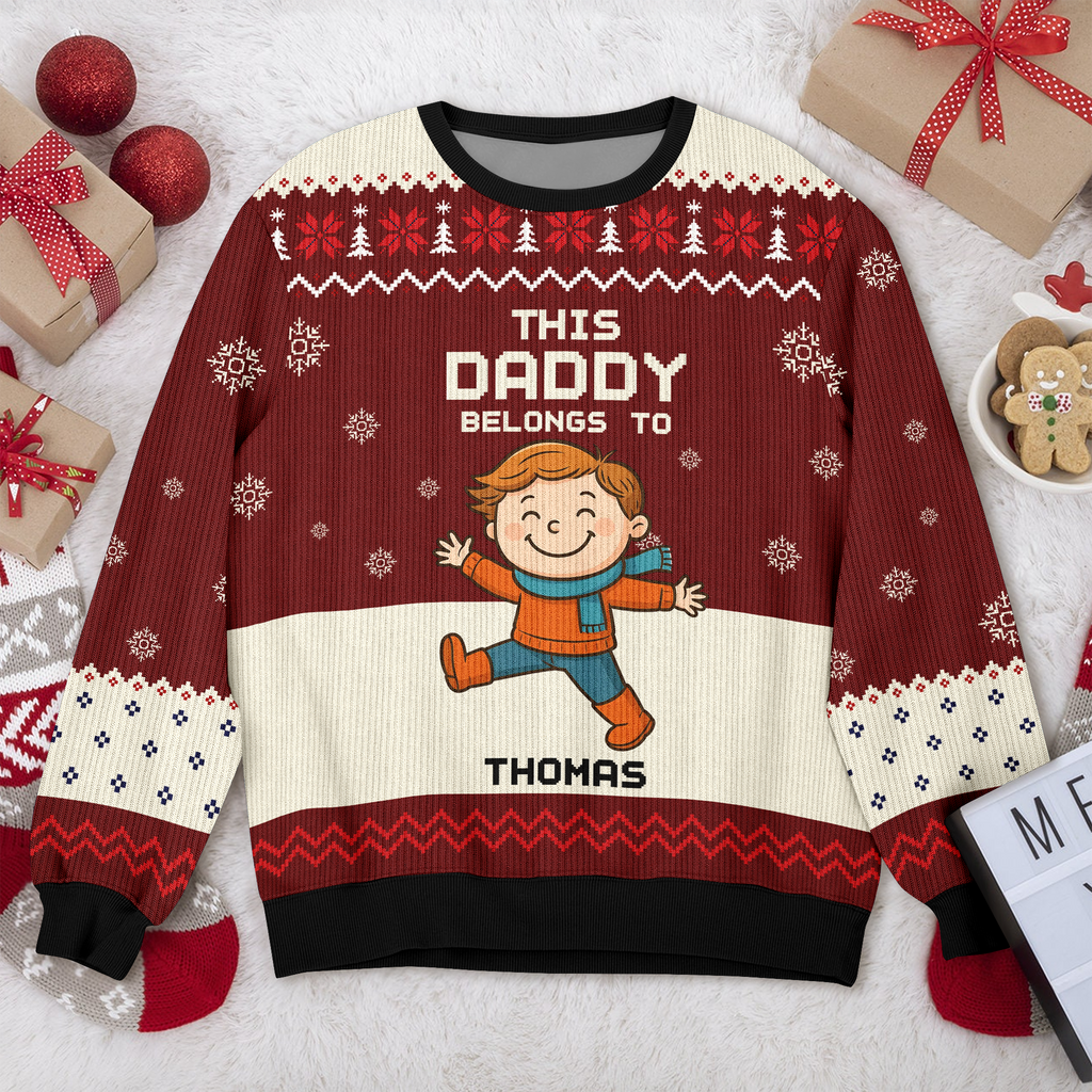 Personalized This Mommy Belongs To Ugly Sweater - Custom Family Christmas Sweater