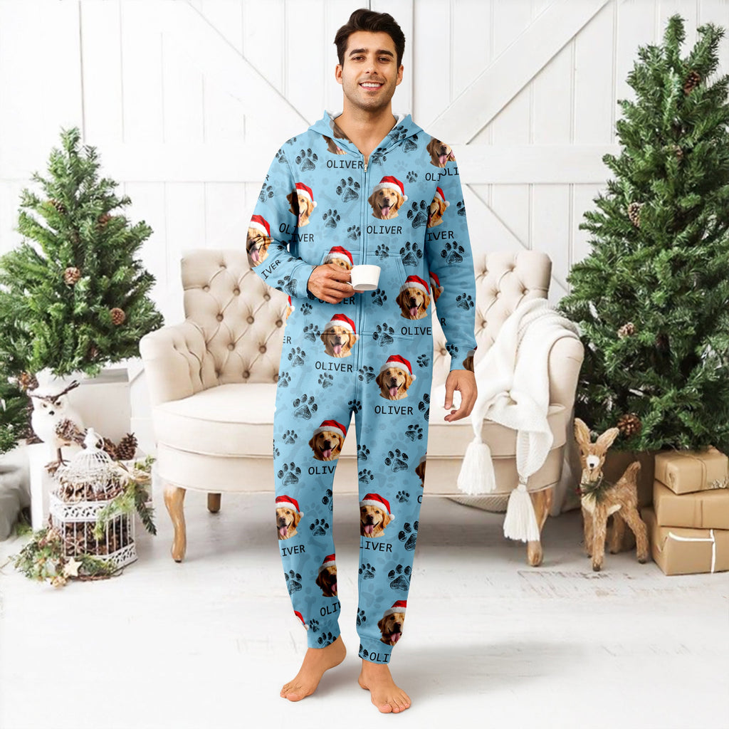 Custom Photo With Dog Cat Paw - Onesie Pajamas For Dog Lovers