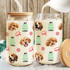 Custom Dog Cat Photo - Best Dog Cat Mom Ever - Personalized Glass Can