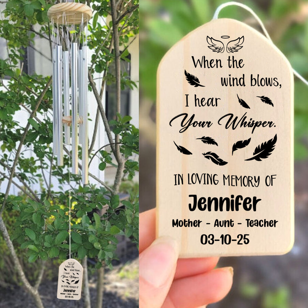 Custom Pet Memorial Wind Chimes - When The Wind Blows I Hear Your Whisper Secondary image