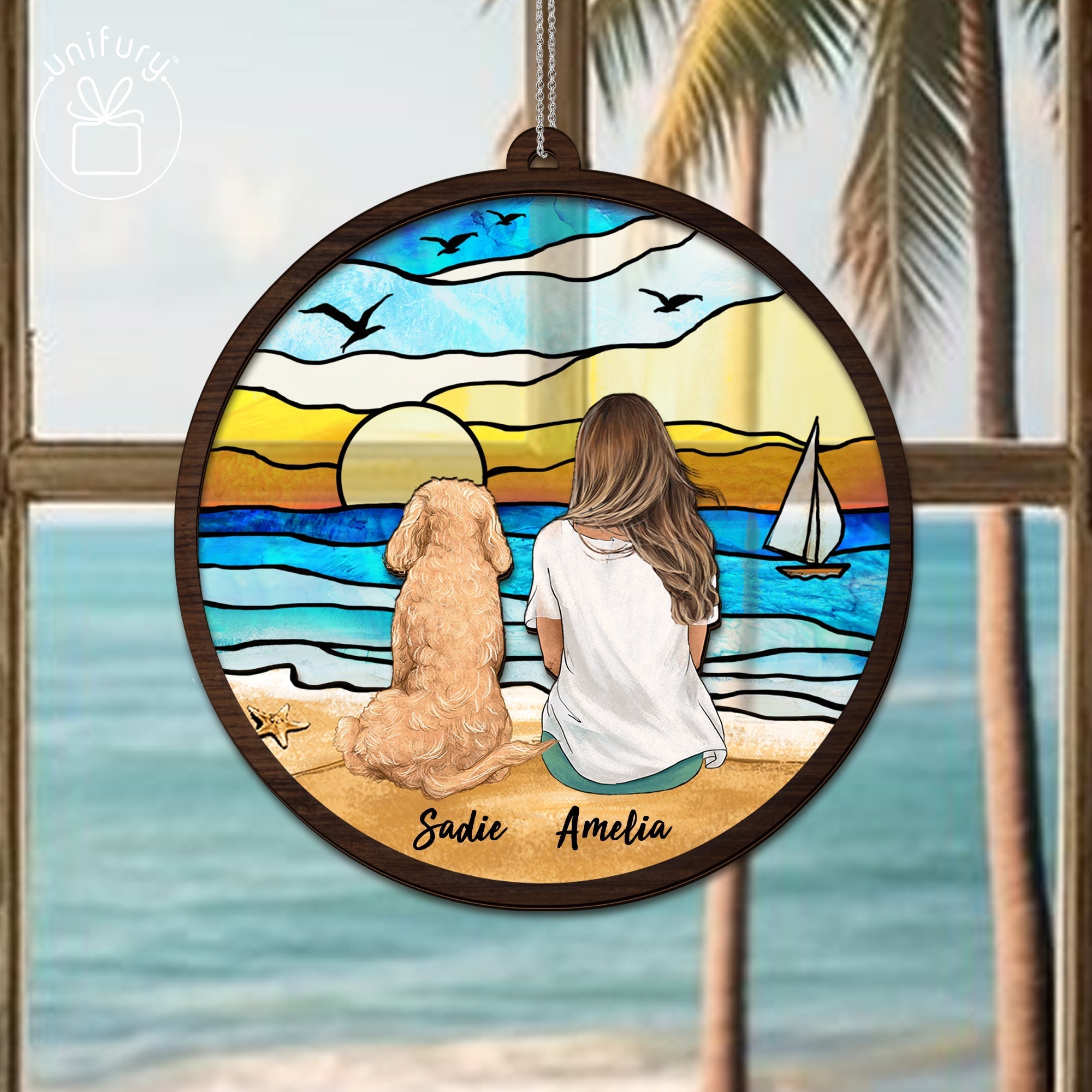 Beach Suncatcher Ornament - Personalized Dog Cat Gifts - Christmas Pet Lovers