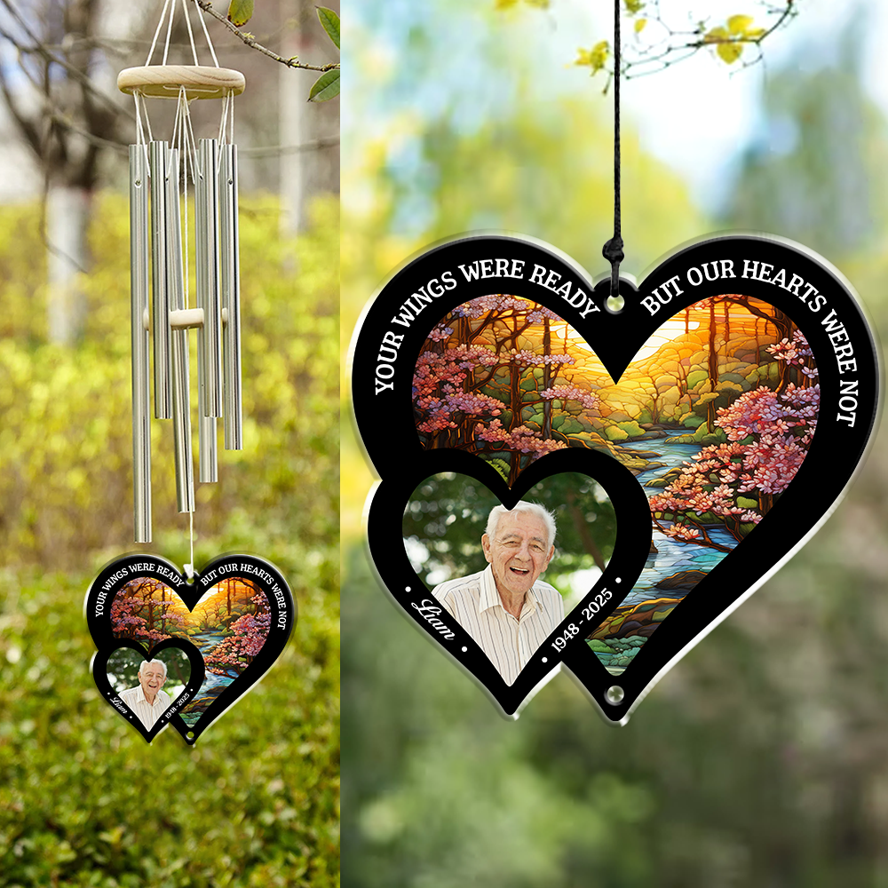 Custom Photo Memorial Wind Chimes - Hear The Wind And Think Of Me