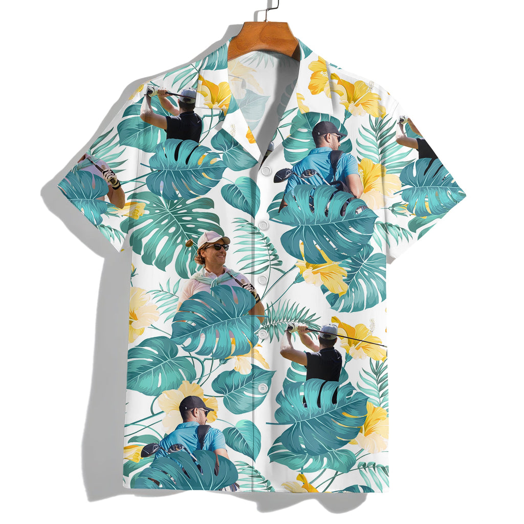 Custom Funny Golfer Face Tropical Hawaiian Shirt - Personalized Gift For Golfer
