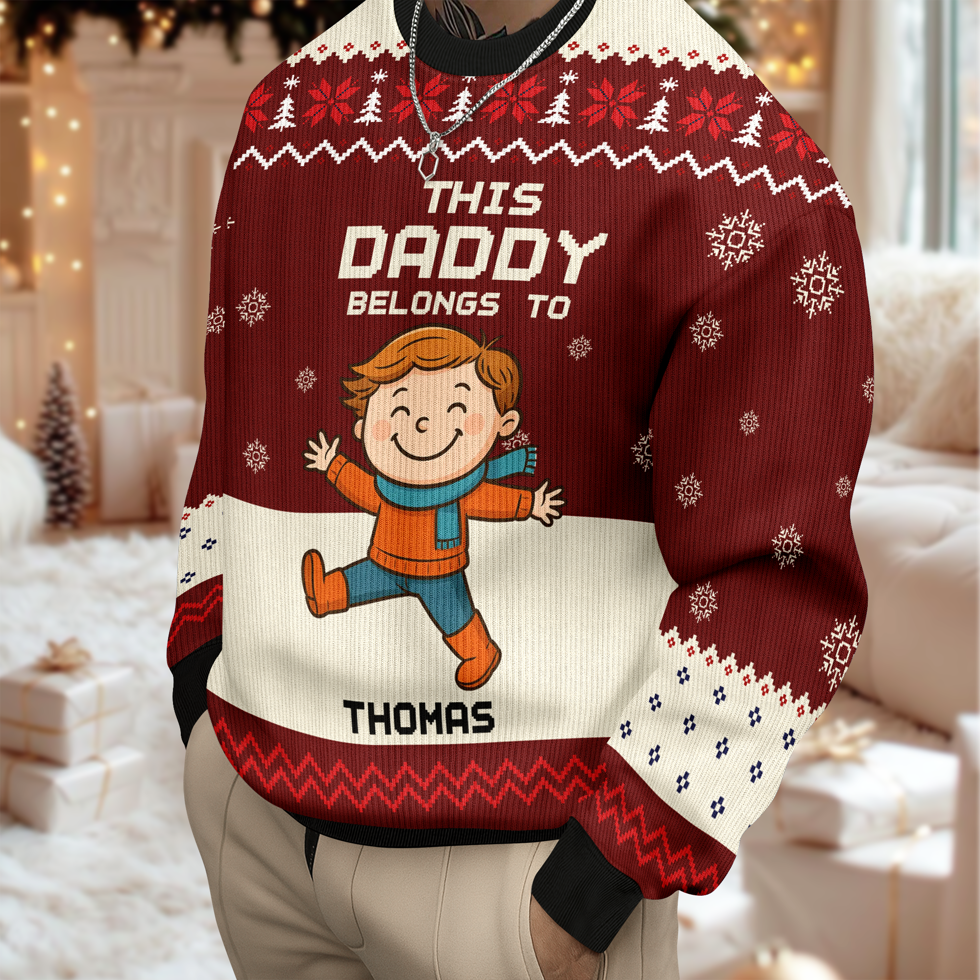 Personalized This Mommy Belongs To Ugly Sweater - Custom Family Christmas Sweater