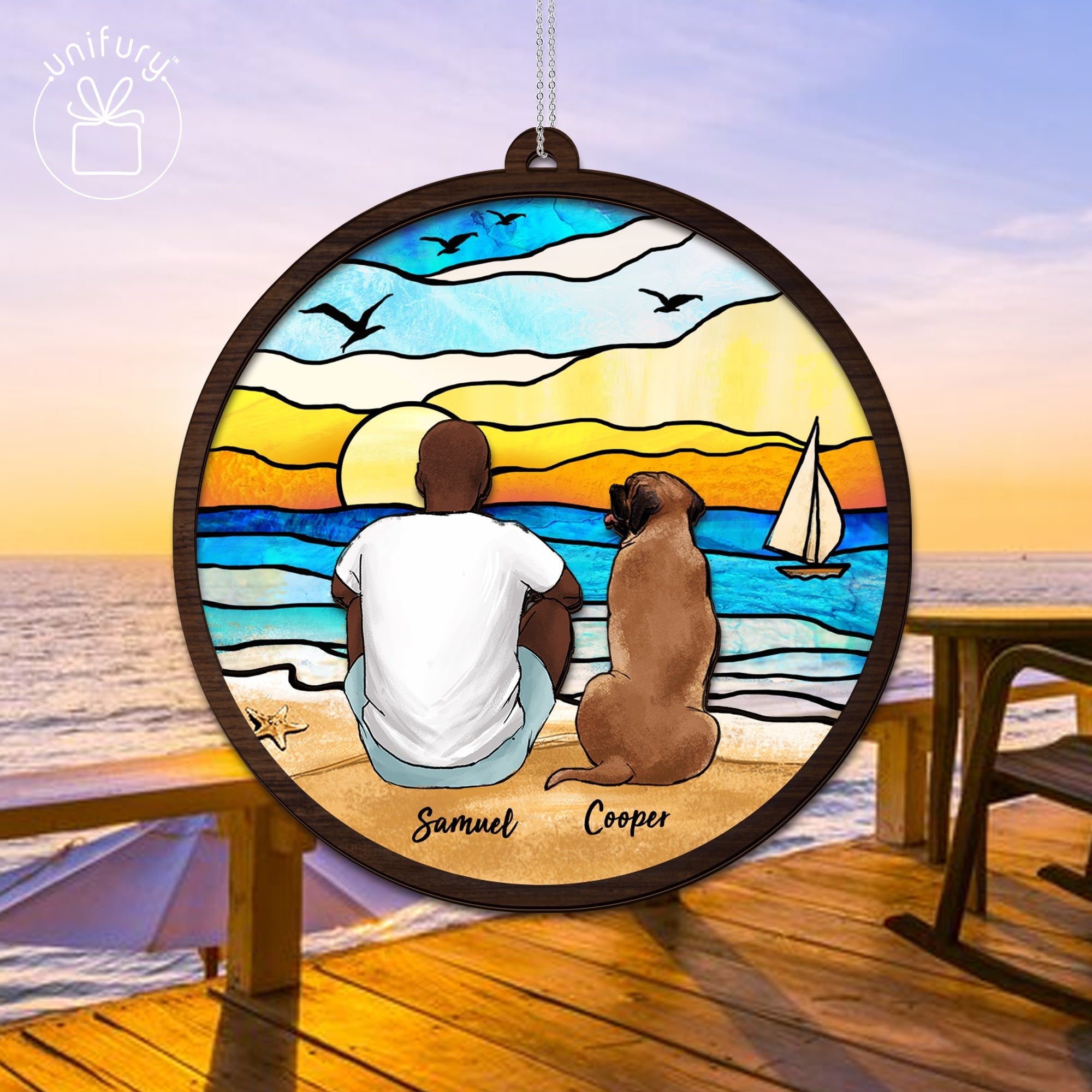 Beach Suncatcher Ornament - Personalized Dog Cat Gifts - Christmas Pet Lovers
