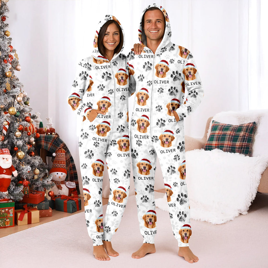 Custom Photo With Dog Cat Paw - Onesie Pajamas For Dog Lovers