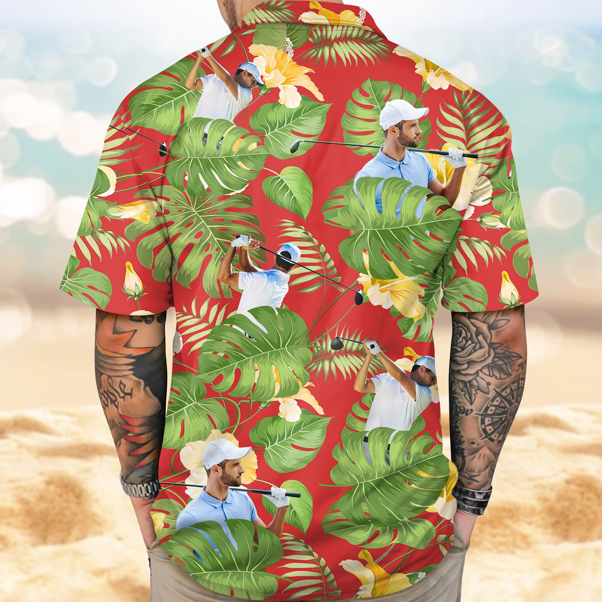 Custom Funny Golfer Face Tropical Hawaiian Shirt - Personalized Gift For Golfer