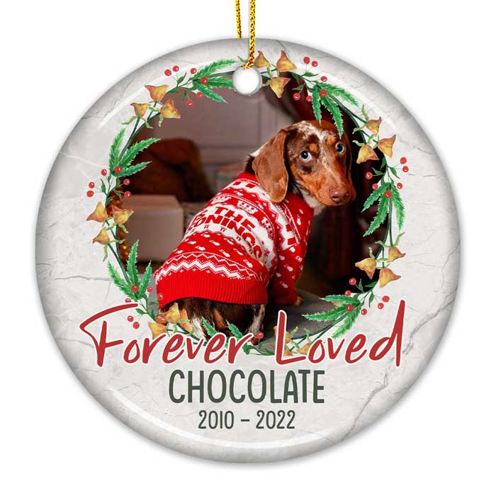 Custom Pet Memorial Ceramic Ornament - Forever Loved In Loving Memory | Personalized Photo Gift