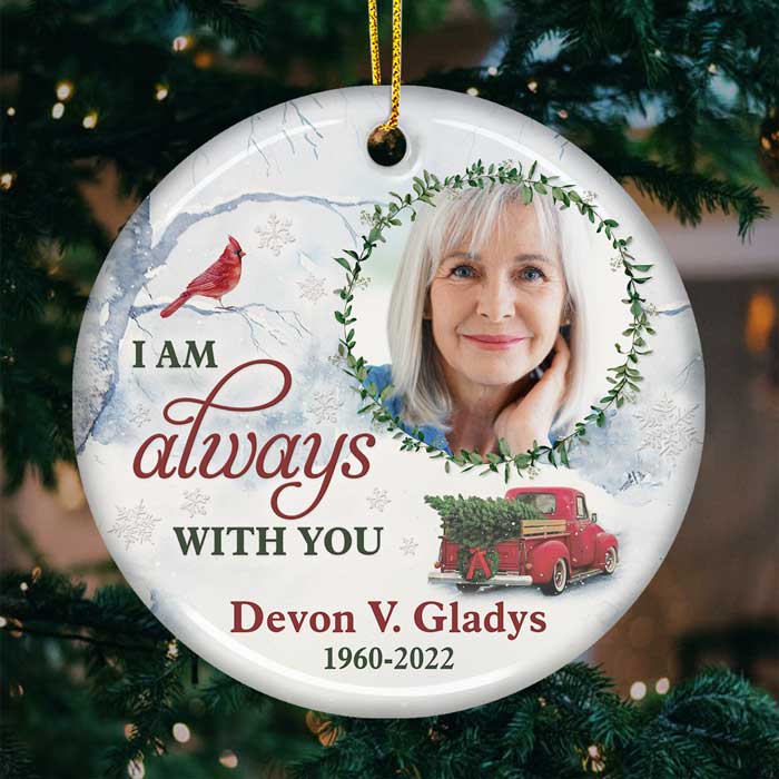 Custom Memorial Ceramic Ornament - We're Never Far Apart | Personalized Photo Gift Main image
