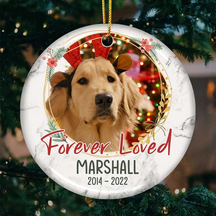 Custom Pet Memorial Ceramic Ornament - Forever Loved | Personalized Photo Gift Main image