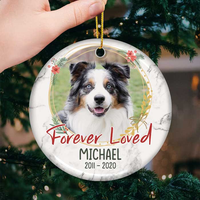 Custom Pet Memorial Ceramic Ornament - Forever Loved | Personalized Photo Gift