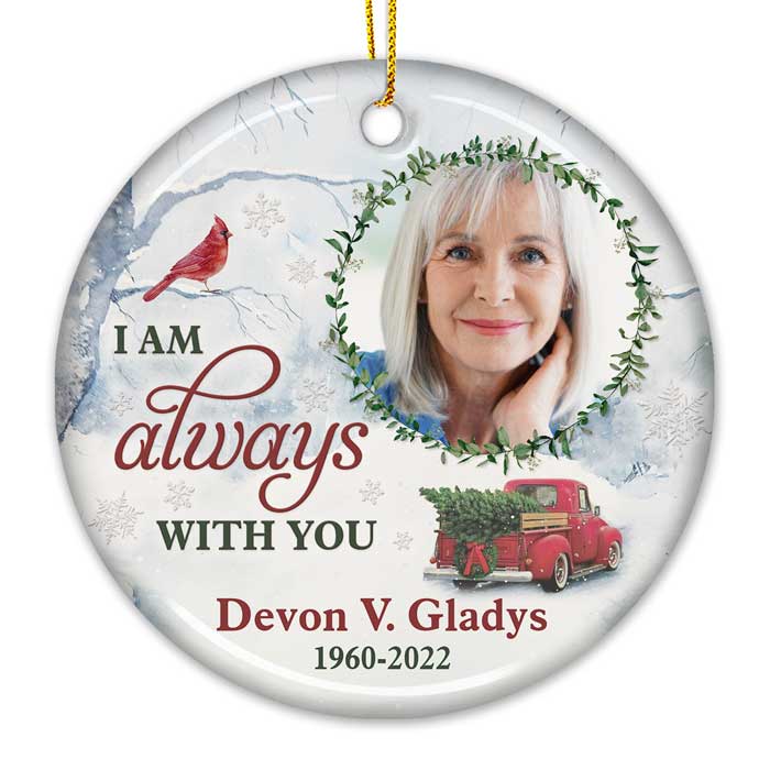 Custom Memorial Ceramic Ornament - We're Never Far Apart | Personalized Photo Gift