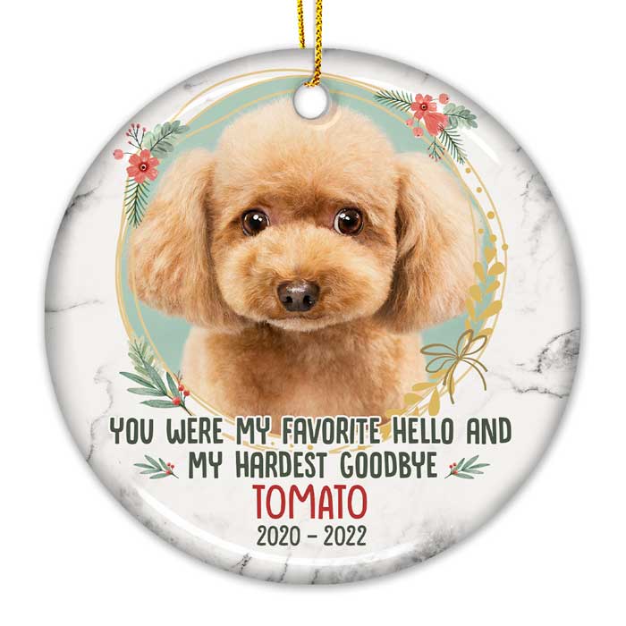 Custom Pet Memorial Ceramic Ornament - You Were My Favorite Hello And My Hardest Goodbye