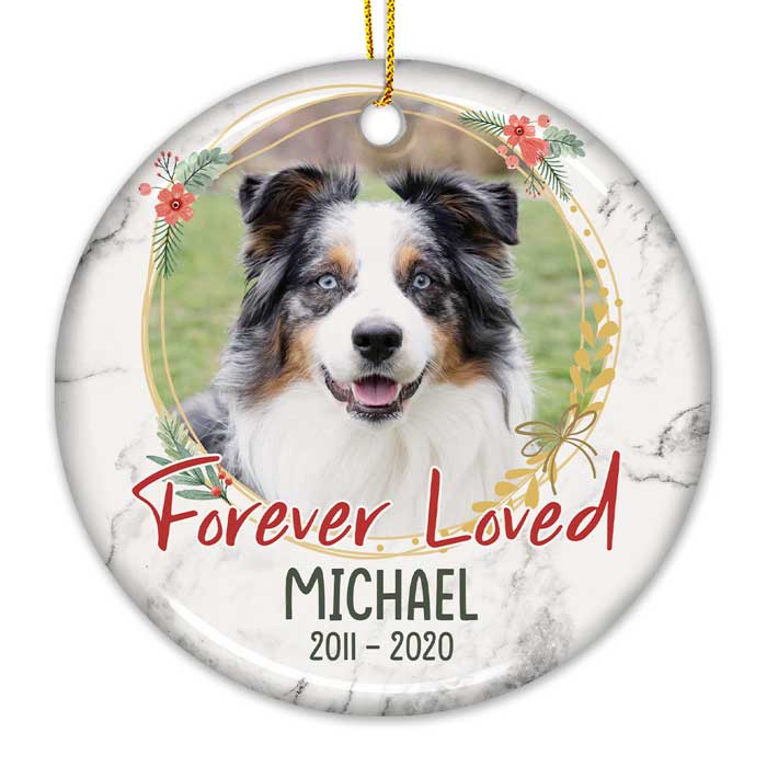 Custom Pet Memorial Ceramic Ornament - Forever Loved | Personalized Photo Gift