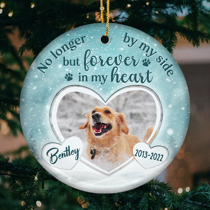 Custom Memorial Ceramic Ornament - No Longer By Our Side | Personalized Photo Gift