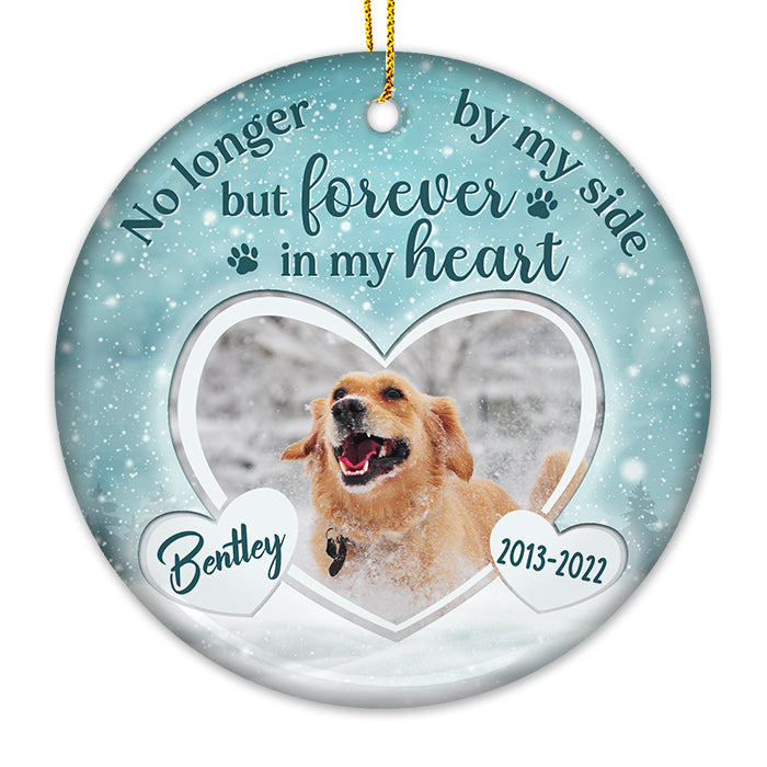 Custom Memorial Ceramic Ornament - No Longer By Our Side | Personalized Photo Gift