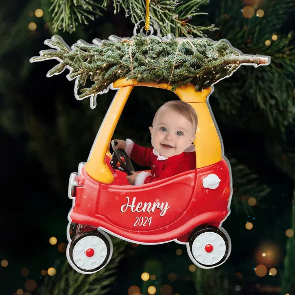 Custom Photo Baby Acrylic Ornament - Celebrating The Season With Our Littlest Reason | First Christmas Main image
