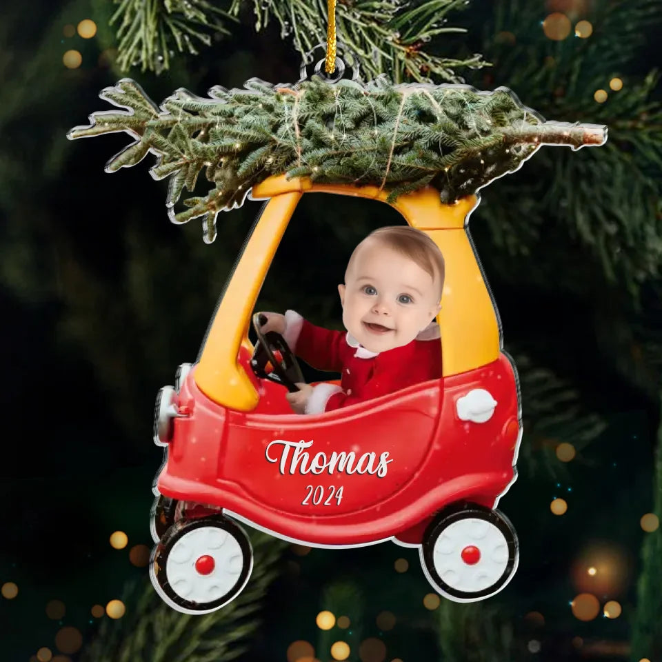 Custom Photo Baby Acrylic Ornament - Celebrating The Season With Our Littlest Reason | First Christmas Secondary image