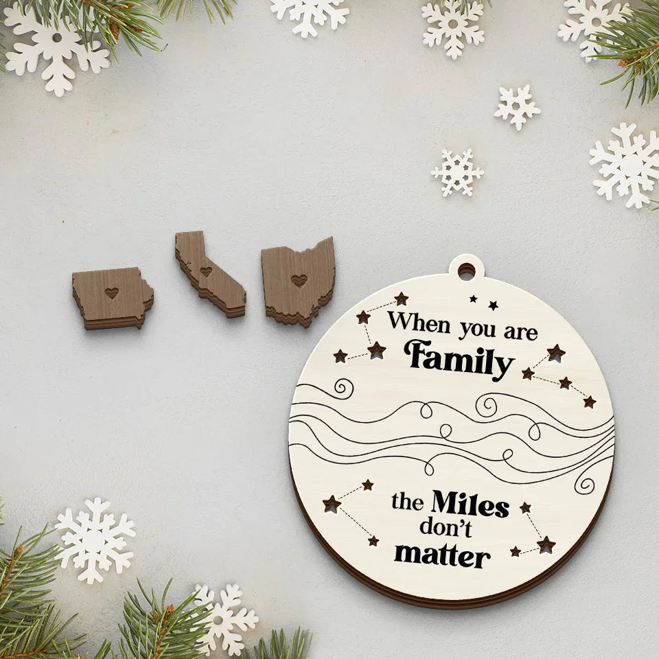 Custom Long Distance 2-Layer Wood Ornament - We Will Always Be Connected By Heart | Personalized Gift