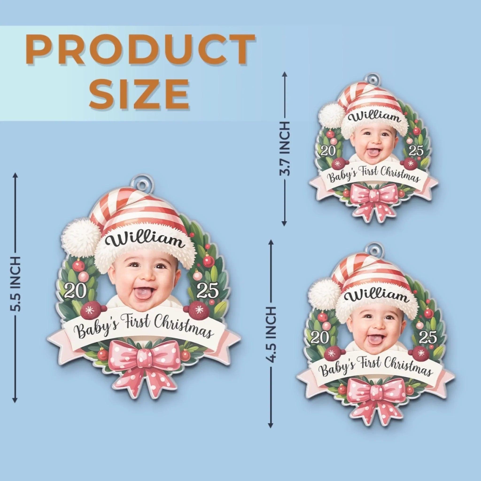 Custom Photo Baby Acrylic Ornament - Santa's Cutest Helper | First Christmas Gift