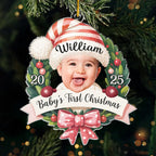 Custom Photo Baby Acrylic Ornament - Santa's Cutest Helper | First Christmas Gift