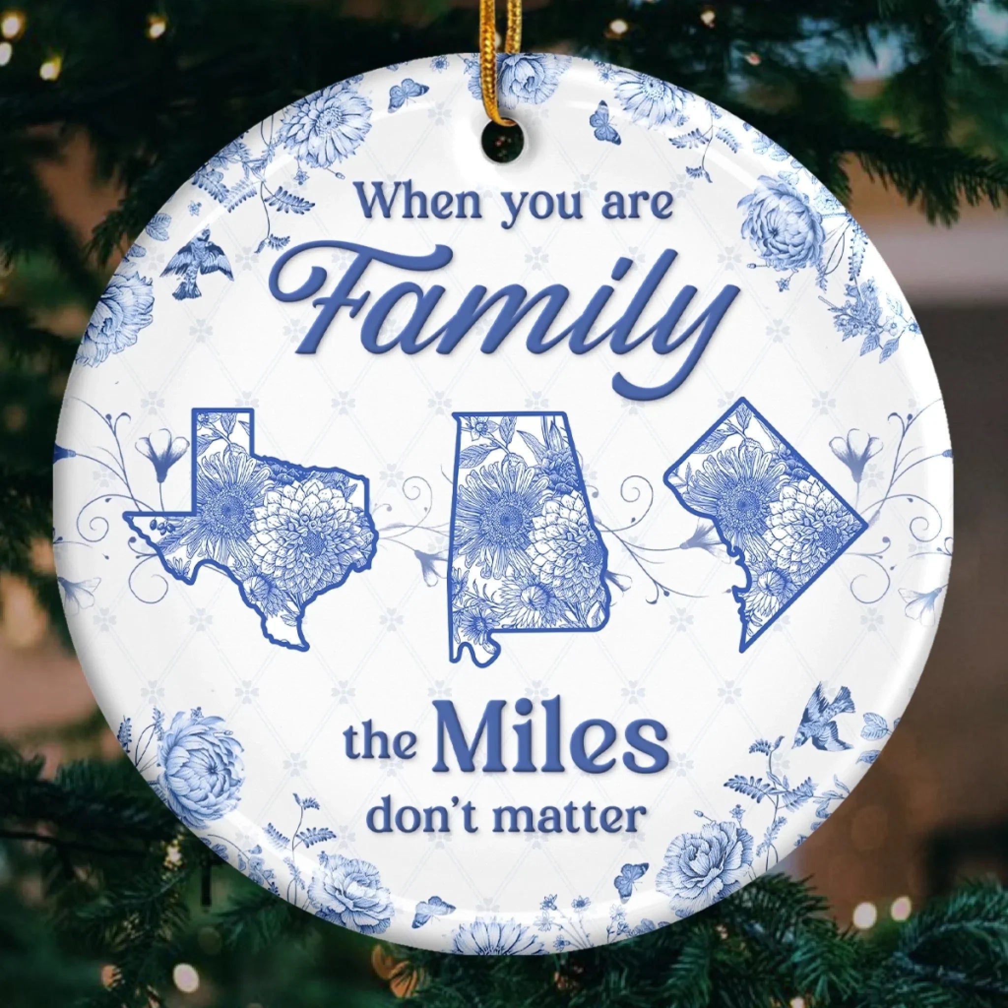 Custom Long Distance Ceramic Ornament - No Map Can Measure Love | Personalized Gift Main image