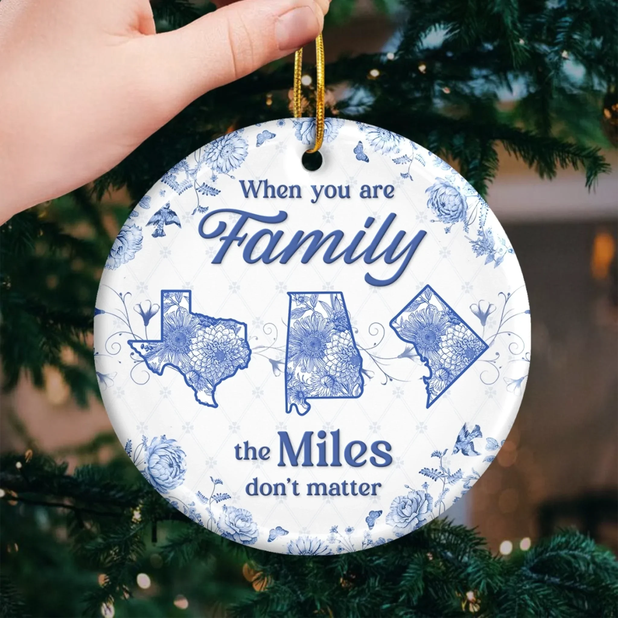 Custom Long Distance Ceramic Ornament - No Map Can Measure Love | Personalized Gift