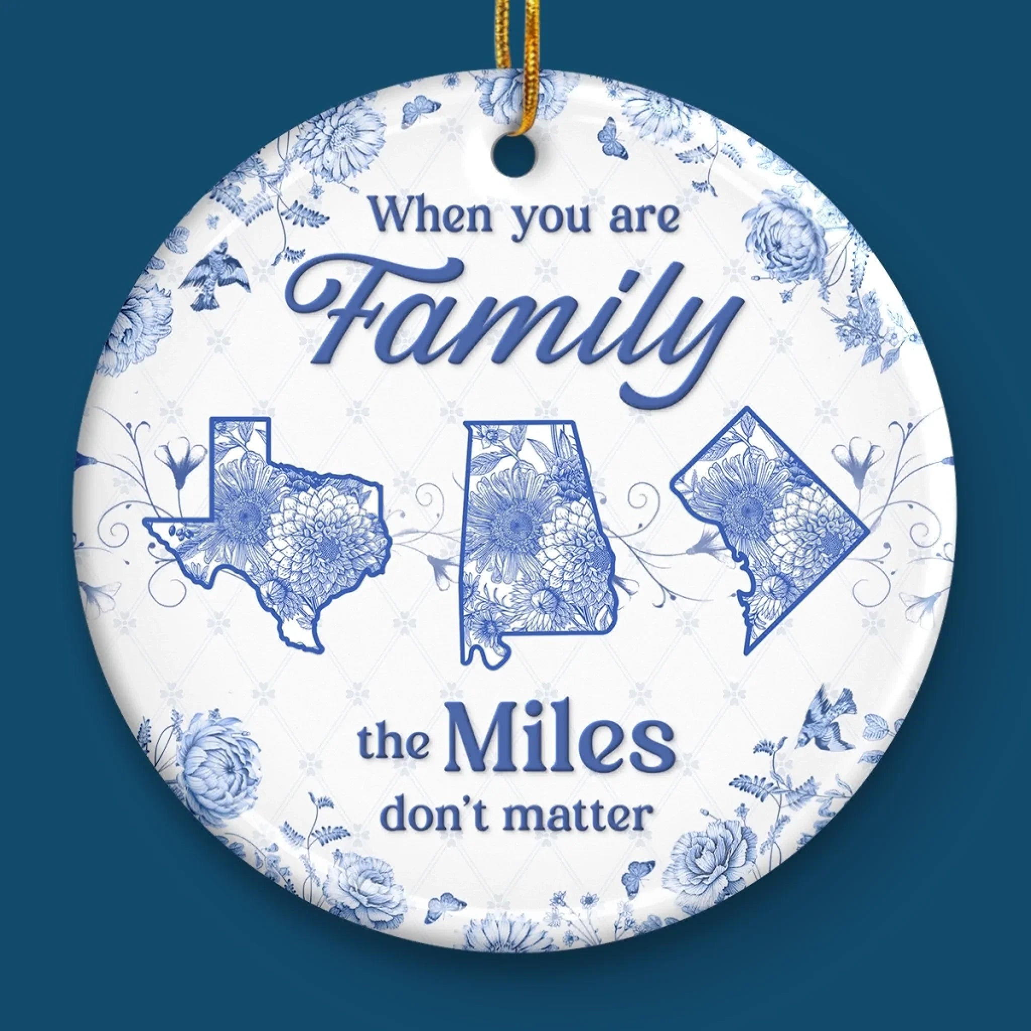Custom Long Distance Ceramic Ornament - No Map Can Measure Love | Personalized Gift