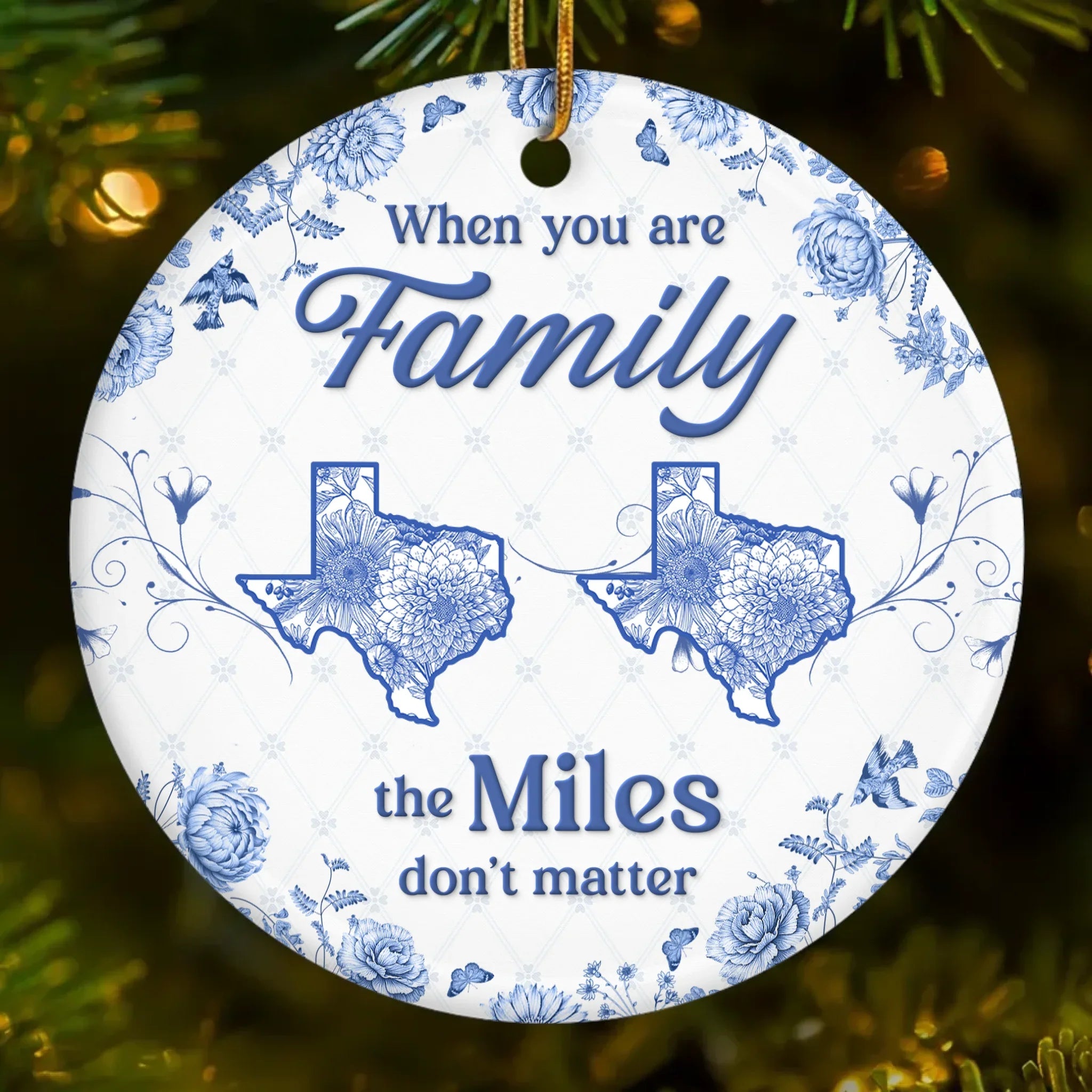 Custom Long Distance Ceramic Ornament - No Map Can Measure Love | Personalized Gift Secondary image