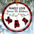 Custom Long Distance Ceramic Ornament - Family Love Travels Any Distance | Personalized Gift