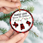 Custom Long Distance Ceramic Ornament - Family Love Travels Any Distance | Personalized Gift