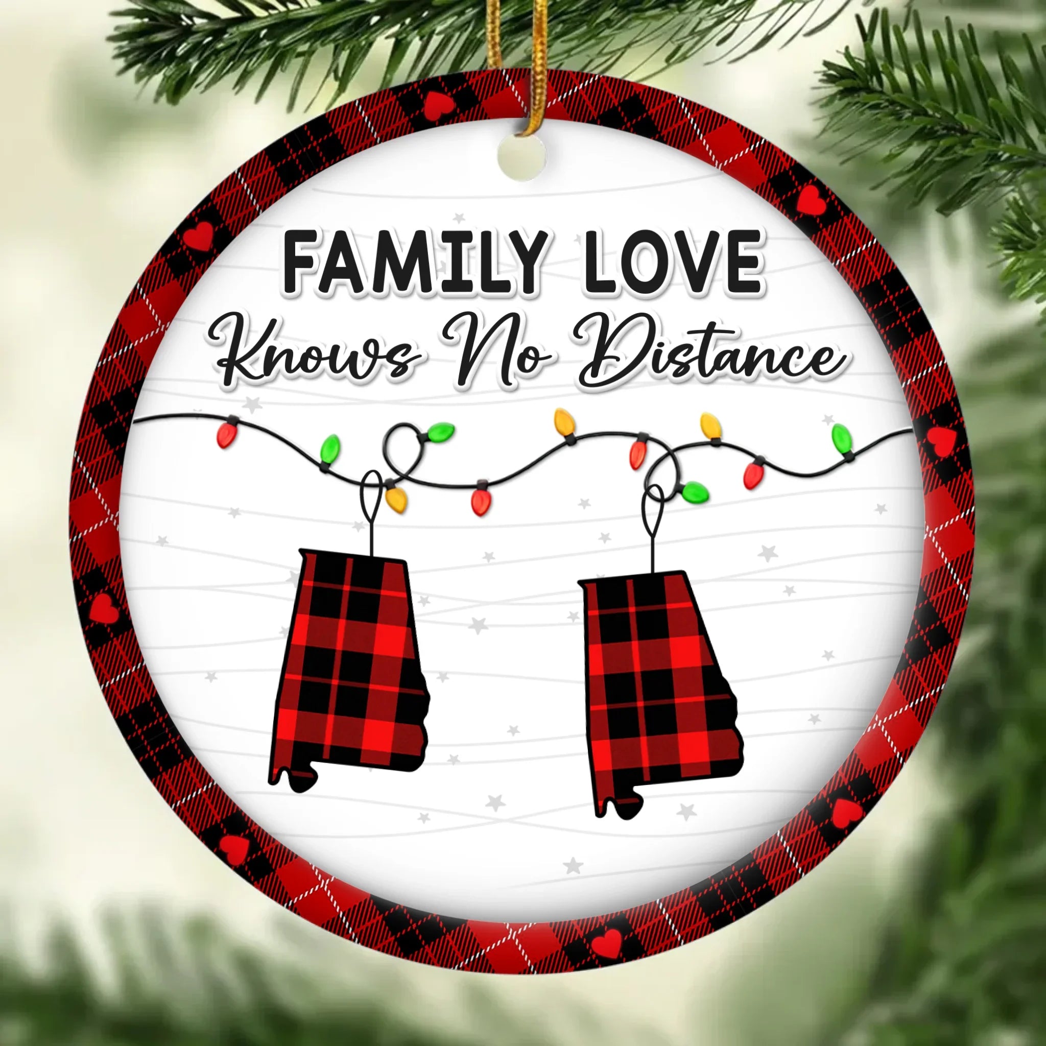 Custom Long Distance Ceramic Ornament - Family Love Travels Any Distance | Personalized Gift