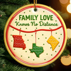 Custom Long Distance Ceramic Ornament - No Matter The Map Love Connects Us