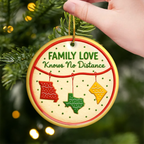 Custom Long Distance Ceramic Ornament - No Matter The Map Love Connects Us