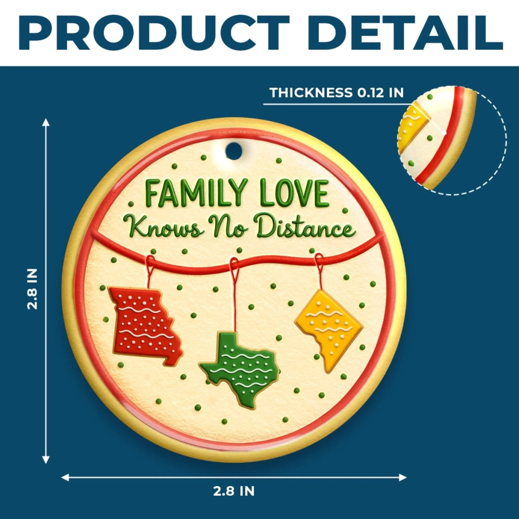 Custom Long Distance Ceramic Ornament - No Matter The Map Love Connects Us