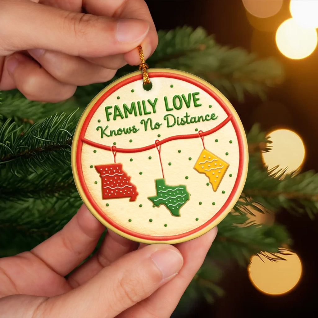 Custom Long Distance Ceramic Ornament - No Matter The Map Love Connects Us